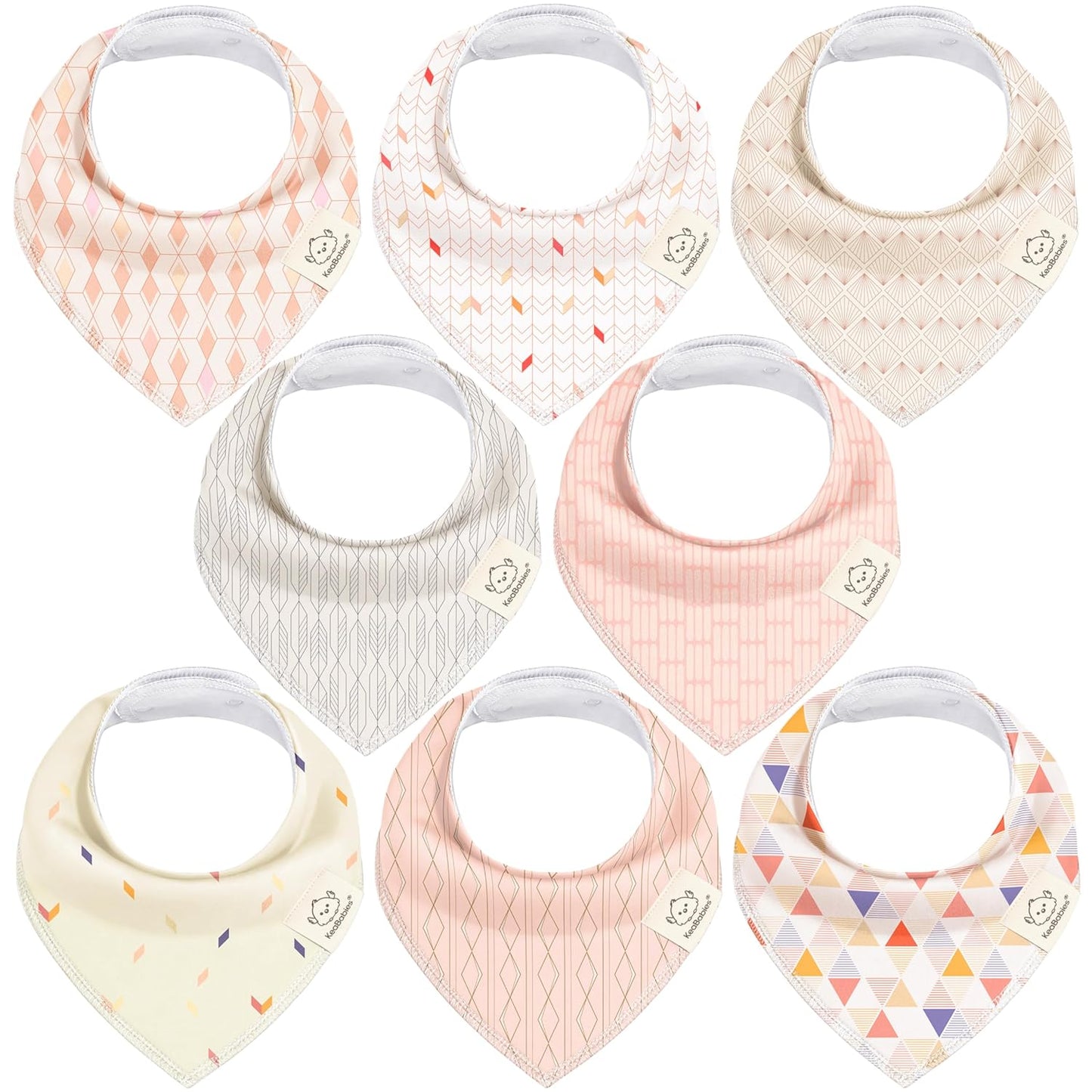 8-Pack Organic Baby Bandana Bibs for Girls - Super Absorbent Triangle Baby Bibs for Drooling and Teething Infant, 100% Cotton Extra Soft for Newborn, Infant 0-36 Months (Prism)