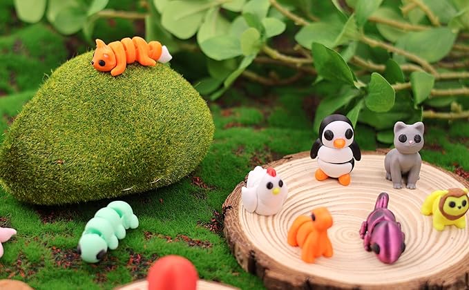 25 pcs Animal Figurines, 3D Printed Animal Figurines Set, Articulated, Party Favors, Pocket Fidget Toys Bulk, Goodie Bag Stuffers, Gifts for Boys Girls Toddlers, Office Desk Pets, Classroom rewards