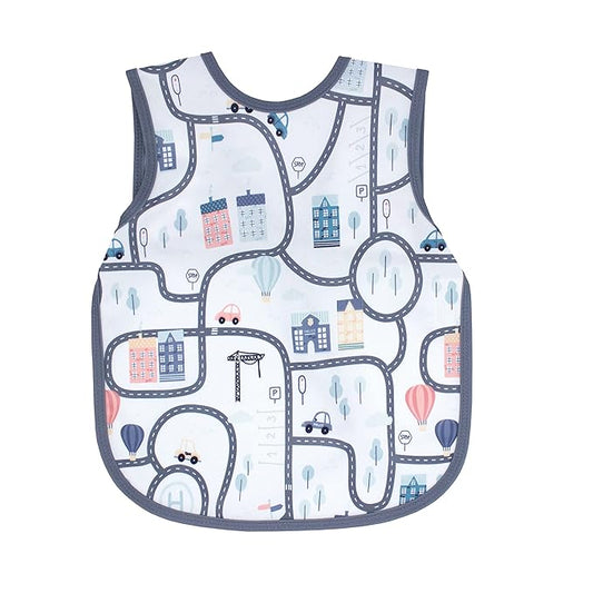 BapronBaby Tiny Town Bapron - No Neck Tie Safer Bib for Baby & Toddler - Soft Waterproof Stain Resistant - Machine Washable - Sz Preschool 3-5yrs