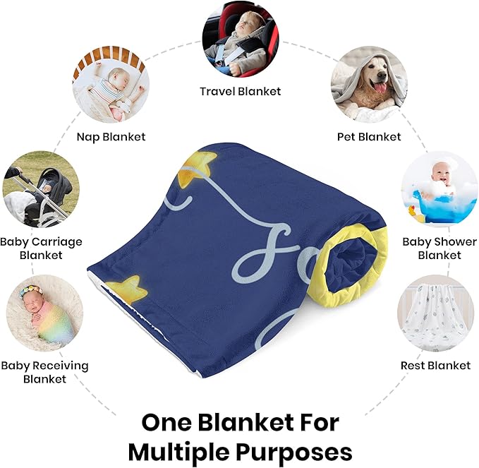 Custom Baby Blanket with Name, Personalized Elephant Swaddle Blanket for Girls, Customized Shower Gifts for Baby Girls, Christmas Birthday Newborn Baby Gifts