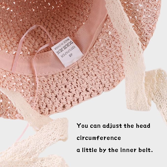 Baby Girl Straw Hat Outdoor Baby Sun Protection Hats Summer Bowknot Beach Cap for Infant Toddler Girls