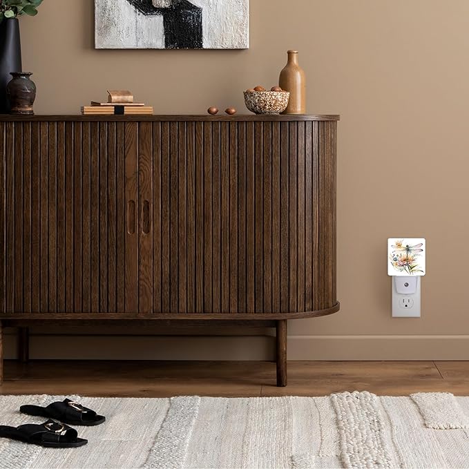 Night Light,Dragonfly Watercolor Night Lights Plug into Wall for Boys Girls Bedroom Decorative Half Round Nightlight Led Lamp 0.5W Sleep Friendly