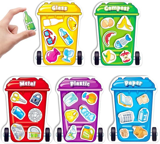 Coogam Montessori Toys for 3 Year Old, Magnetic Garbage Recycling Sorting Toy - Waste Category Classification and Environmental Awareness Learning Educational Gift Toy Game
