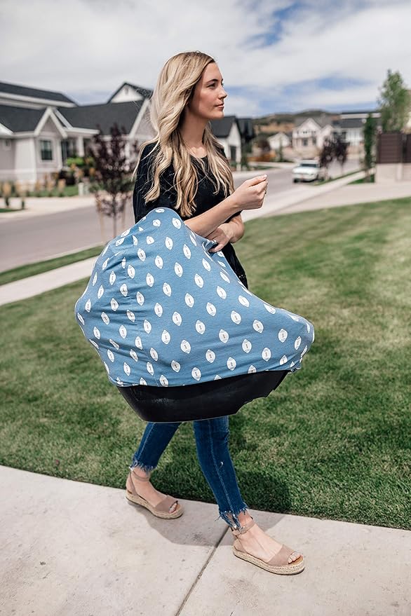 Baby Car Seat Cover Canopy and Nursing Cover Multi-Use Stretchy 5 in 1 Gift Quarterback by Copper Pearl