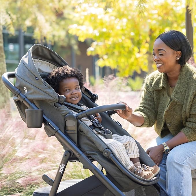 Joie Ginger lx 4-in-1 One-Hand Pramette Stroller - Easy Convertible Pramette and Stroller with a One-Hand Pramette Conversion, for Newborns to Toddlers (Evergreen)