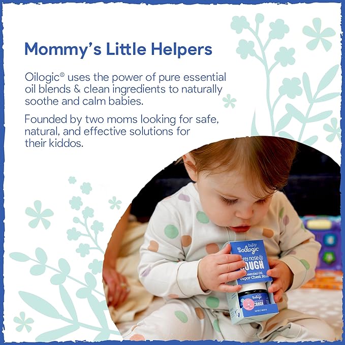 Oilogic Stuffy Nose & Cough Baby Essentials - Baby Humidifier Vapor Drops for Diffuser & Humidifier & Chest Vapor Rub - Gentle Essential Oil Blends Soothe Cough & Stuffy Noses & Support Restful Sleep