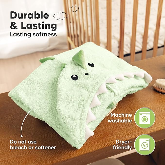 KeaBabies Organic Baby Towel with Hood for Girls, Boys - Soft, Absorbent, 100% Cotton Hooded Baby Towels for Newborns, Infants, Large Hooded Bath Towels for Babies, Kids, Toddler 1-3 (Draco)