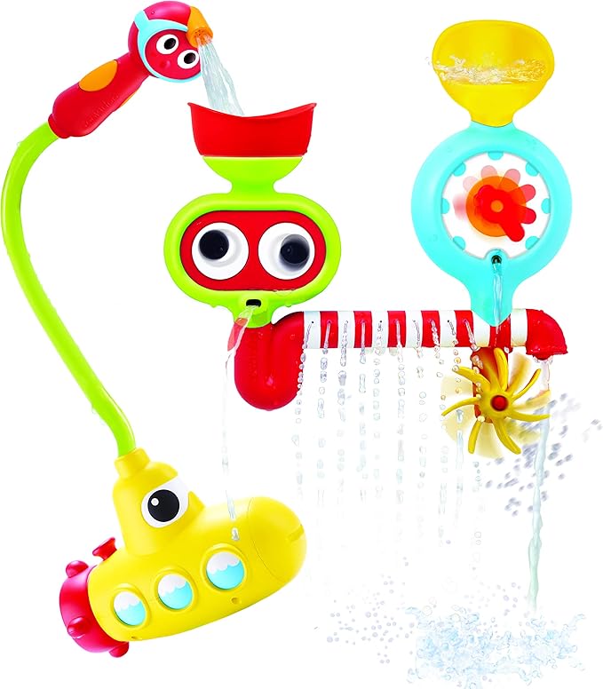 Yookidoo Submarine Spray Station Kids Bath Toy (Ages 2+) Mold-Free, Wall-Mounted, Battery-Operated Shower Head & Spin N Sprinkle Set for Fun Baby Bathtime Play with Magical Water Effects