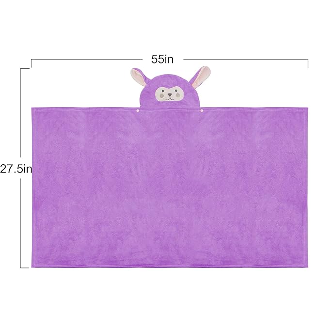 ROMASA Baby Bath Towel Ultra Soft Hooded Towel Highly Absorbent Bathrobe Blanket Toddlers Shower Gifts for Boys Girls-27.5" x 55" (Purple)