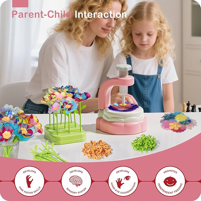 DIY Fabric Flower Bouquets Toys - Arts and Crafts for Kids 4 5 6 7 8, Arts & Crafts Flower Making Kit for Kids Girls, Educational Activity Toys for Girls Boys, 4 5 6 7 8 Year Old Girl Birthday Gifts