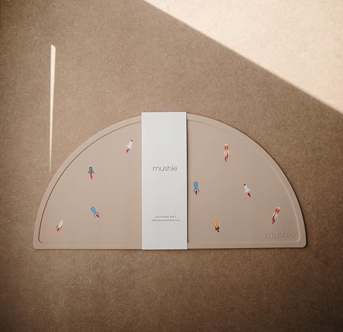 mushie Silicone Placemat for Kids | BPA-Free Non-Slip Design (Rocket Ship)