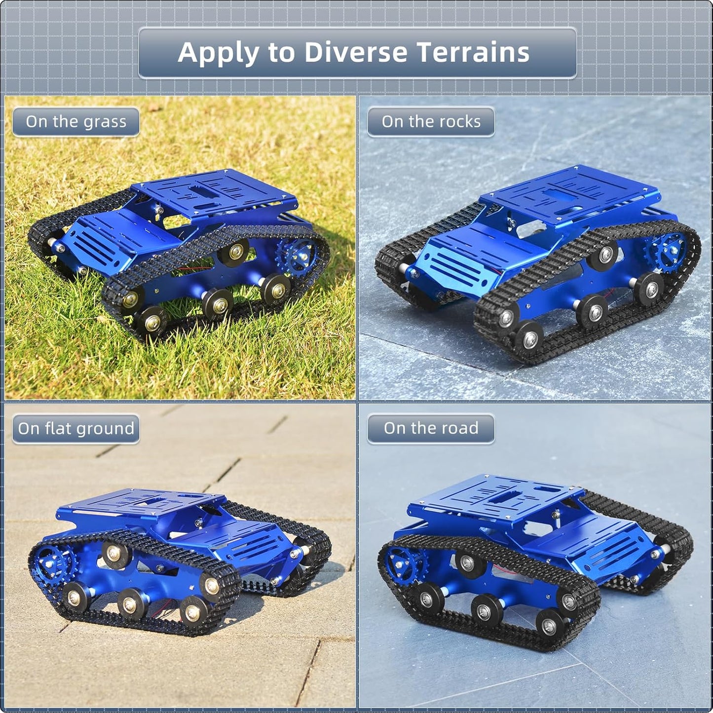 Tank Car Chassis with DC Geared Motor, Shock Absorbing Robot Chassis Full-Metal Robotic Moving Platform Track for RaspberryPi Arduino Jetson Microb DIY Maker Smart Robot Car Learning Kit