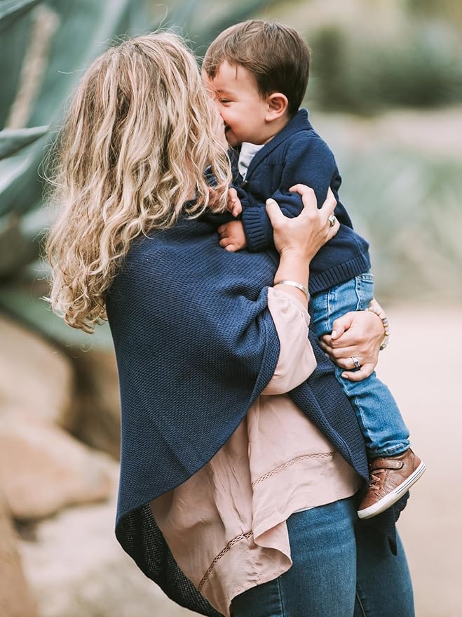 We are Amma | The Cocoon™ - Newborn Essentials Must Haves: Nursing Cover for Breast Feeding Essentials | Nursing Sweater Used as Breastfeeding Cover (Navy, Plus Size)