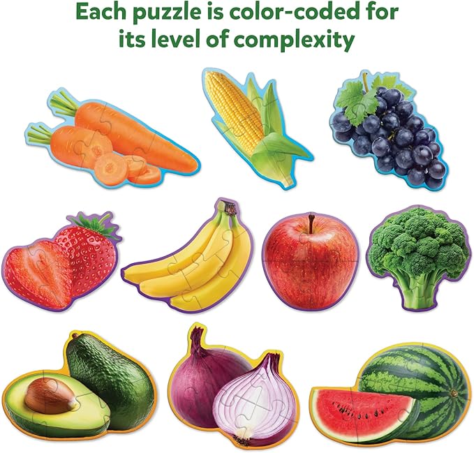 Skillmatics Step by Step Puzzles - 40 Piece Jigsaw & Toddler Puzzles, Montessori Educational Toy for Boys & Girls, Fruits and Vegetables, Travel Friendly, Gifts for Kids Ages 3, 4, 5 and Up