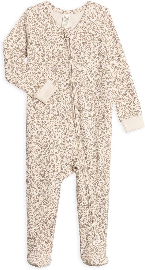 Colored Organics Baby Zip-Up Footed Sleeper with 2-Way Zipper - Newborn Organic Cotton Pajamas