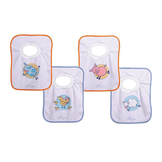 Dreambaby Terry Cloth Cotton Pullover Baby Bibs for Teething Feeding and Drooling - Super Absorbent & Extra Soft - Machine Washable - Farm Animals