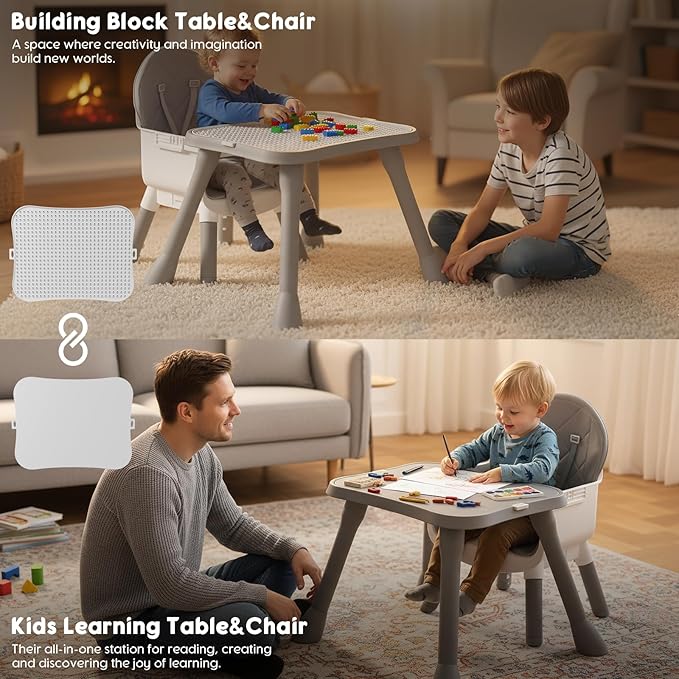 6 in 1 Baby High Chair, Convertible Highchair for Babies and Toddlers (Grey)