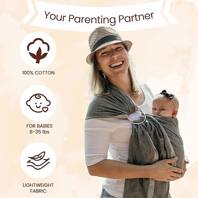Hip Baby Wrap Ring Sling Baby Carrier for Infants and Toddlers - Beautiful, 100% Soft Cotton Baby Wraps Carrier for Babies 8-35 lbs - Perfect Baby Shower Gifts Moms and Dads - Nursing Cover (Spring)