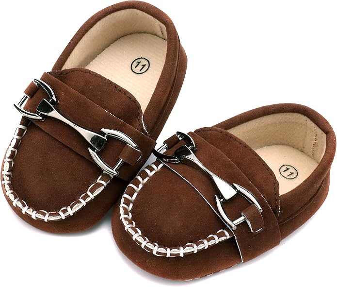 LONSOEN Baby Girls Boys Loafers Prewalker Dress Crib Shoes