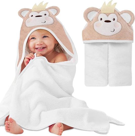 Mother's Choice Baby Hooded Towel - Large Size Cotton, Ultra-Soft & Absorbent Bath Towel for Newborns, Infants, Toddlers, Boys & Girls with Animal Hood (Monkey)