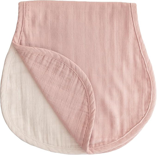 mushie Muslin Baby Burp Cloths | 100% Organic Cotton, Set of 2 (Blush/Fog)