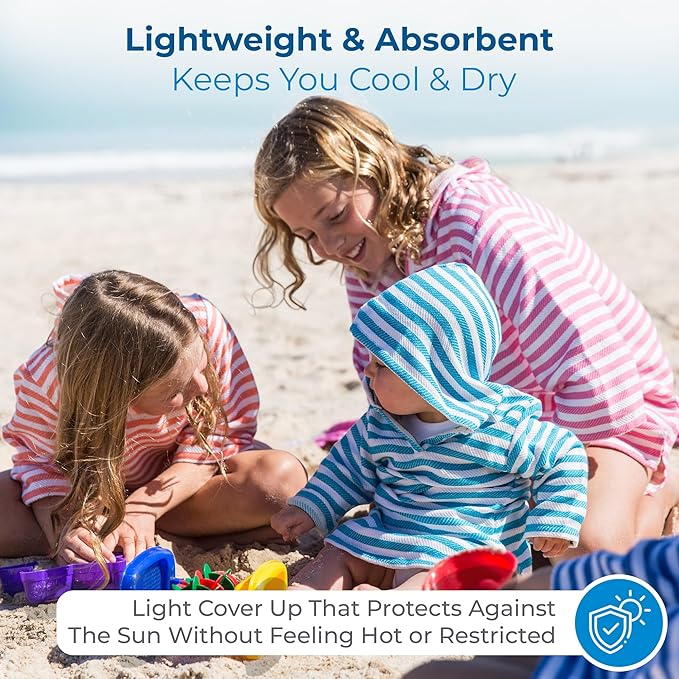 SAMMIMIS Boys & Girls Swim Cover Up - Kids Hooded Beach Towel with Long Sleeves - Pullover Beach Towel, Swim Poncho with Hood