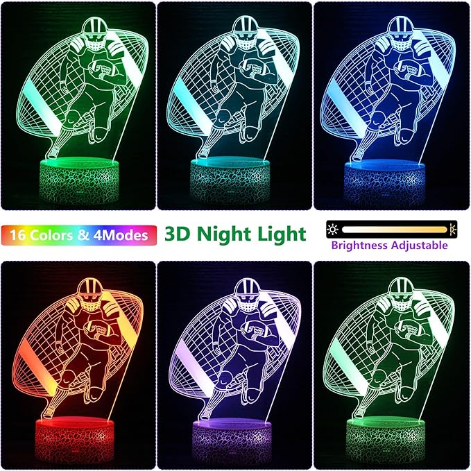 Football Night Light for Boys,3D Illusion Lamp 16 Colors Changing for Birthday and Christmas Gift Room Decoration for Boys and Girls