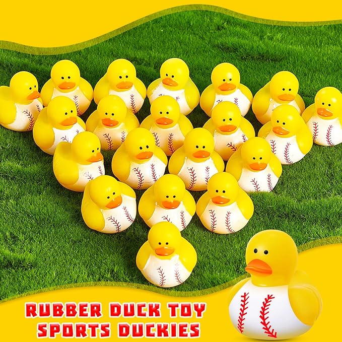 Deekin 24 Pcs Rubber Duck 2 Inch Bulk Sport Party Favors for Birthday Party Decorations Club Player Gift (Baseball)