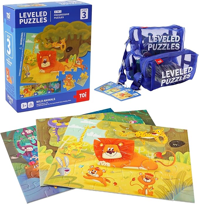 TOI Leveled Puzzles for Kids Aged 3 and Up, Toddler Puzzle Preschool Learning Jigsaw Puzzles, Large Pieces Educational Game for Boys Girls, Cognitive Story Step 3