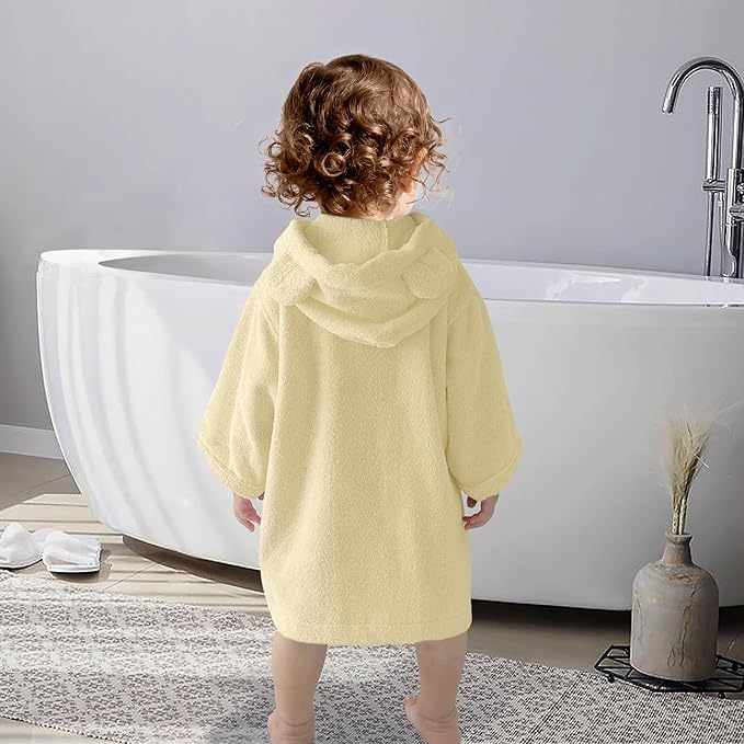VOOVA & MOVAS Baby Hooded Towel with Bear Ear, 0-3Years | 100% Cotton, Ultra-Soft & Absorbent | Gentle for Sensitive Skin, Bath, Pool & Beach Towel | Newborn (Beige)