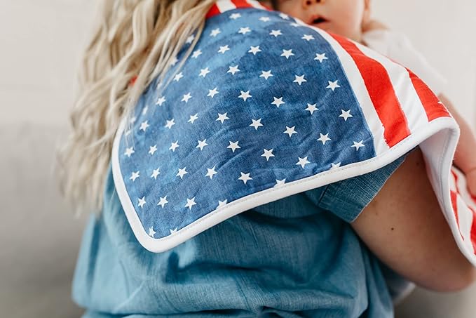 Copper Pearl Baby Burp Cloth Large 21''x10'' Size Premium Absorbent Triple Layer 3-Pack Gift Set “Patriot
