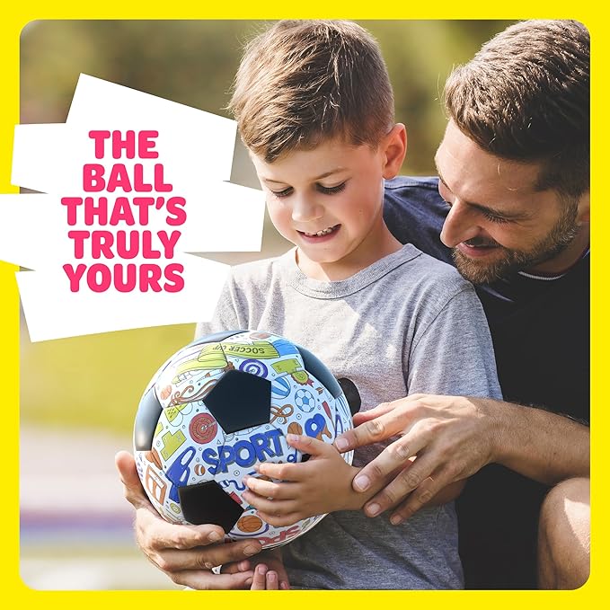 Soccer Ball Coloring Kit for Kids - Soccer Gifts for Girls & Boys - Sports Gifts - 3 4 5 6 7 8 Year Old Boy Birthday Gift - Craft Kits for Kids Ages 4-8 - Boy Toys for 4 Year Old - Games Accessories