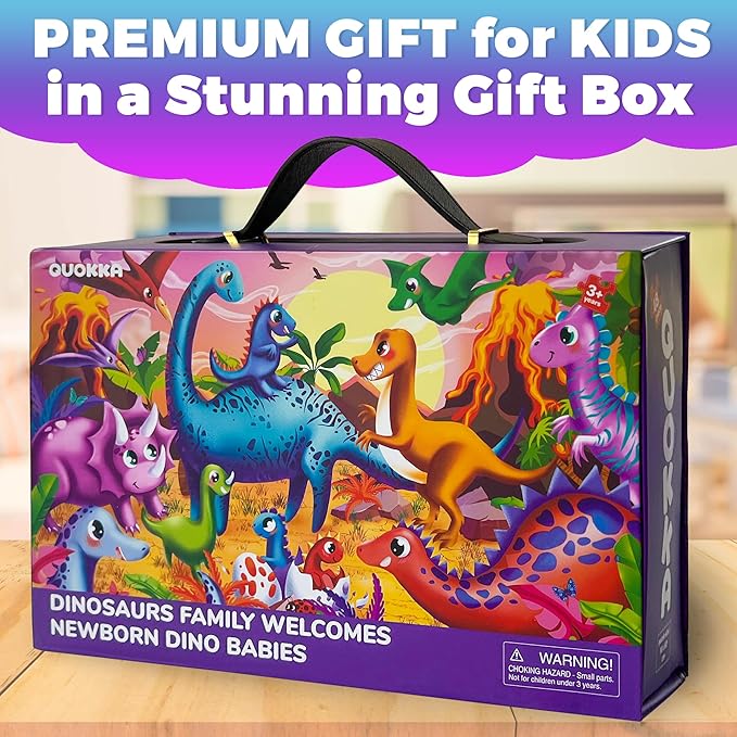 QUOKKA Giant Floor Puzzles for Kids Ages 4-6 - 2x3 Feet Extra-Thick 48 Pieces Toddler Puzzle Ages 3-5 – Dinos Educational Activity for Boys Girls – Premium Box with Sturdy Handle & Magnetic Closure