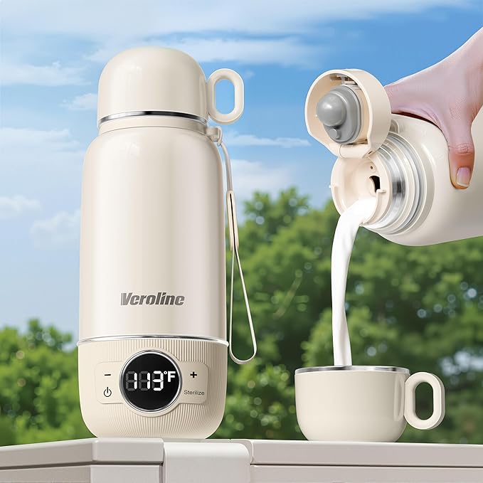 Portable Bottle Warmer for Travel– Warm Baby Formula, Breastmilk, or Water, 13.5oz Milk Warmer with Precise Temp Control & Long Battery Life, Super Fast Charging Baby Bottle Warmer for On-The-Go