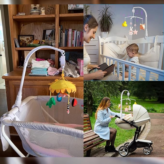 23 Inch Baby Crib Mobile Arm with Music Box Spin Motor,Nursery Decor Hanger-DIY Toy Decoration Bracket