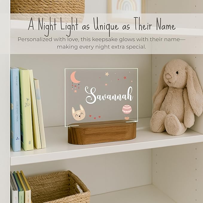 Personalized Boho Baby Night Light for Kids | Custom Name Boho Nursery Decor | Cute 7-Color Plug-in LED Rectangular Nightlight | Custom Baby Shower Gifts for Newborns, Toddlers, Girls, Boys 2-10