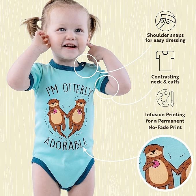 Lazy One Cute Unisex Baby Bodysuit, Cute Animal Designs, 6-18 Months