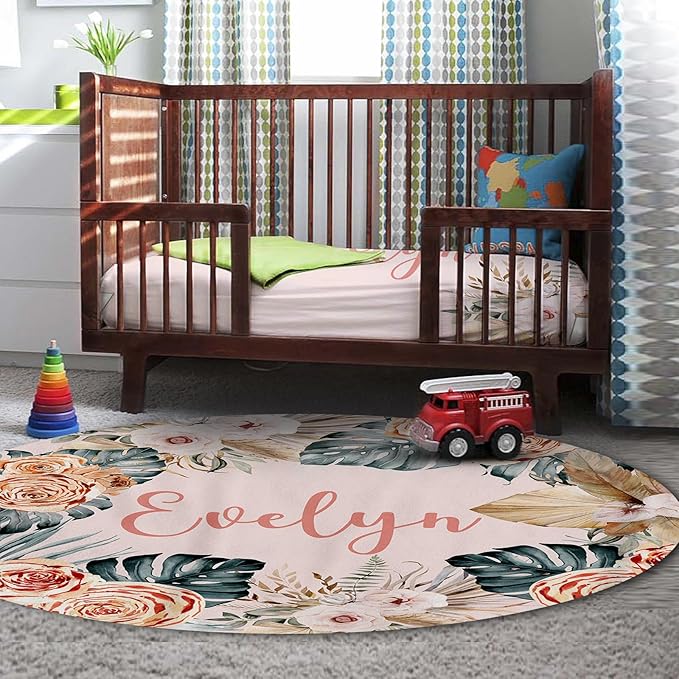 Personalized Nursery Crib Bedding Set: Custom Name 5 Piece Baby Crib Sets with Bohemian Flowers - Toddler Double Layer Blanket Set, Comfortable Crib Bed Sheets for Baby Gril