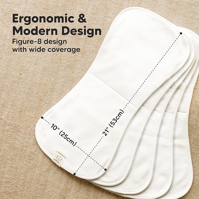 KeaBabies 5-Pack Organic Burp Cloths Baby Girl, Boy - Extra Large, Absorbent Baby Burp Cloths,Soft Burping Cloths for Babies,Newborn Burp Clothes,Cotton Burp Rags,Thick Burp Cloth(Soft White/Quin)