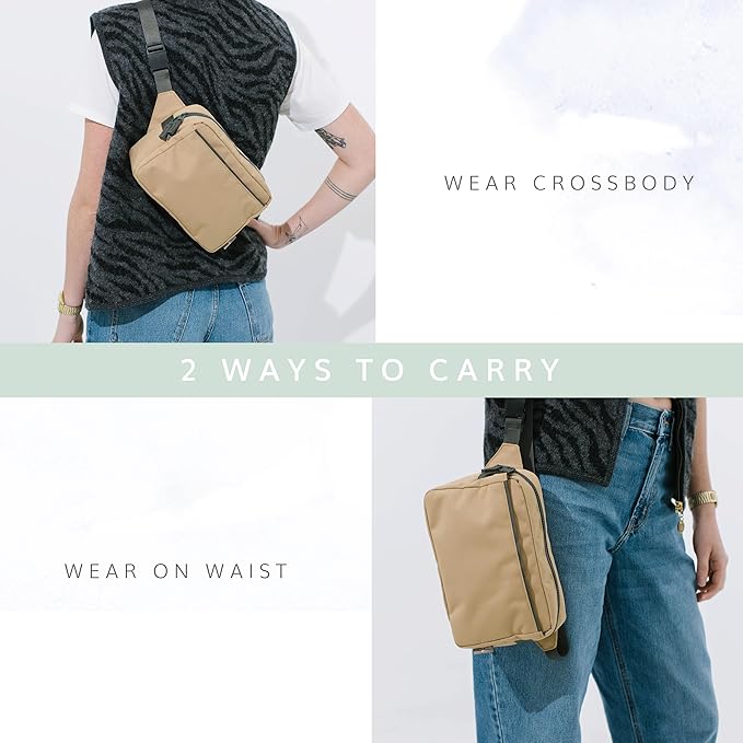 Red Rovr Everyday Joey Belt Bag | Organization & Zipper pockets |Adjustable Strap for All Ages (Toffee)