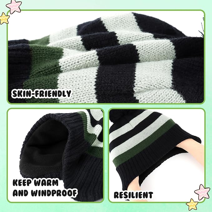 Duoyeree Kids Beanie Hat for Boys Girls Pom-pom Kint Hats Cozy Lining Winter Skull Cap