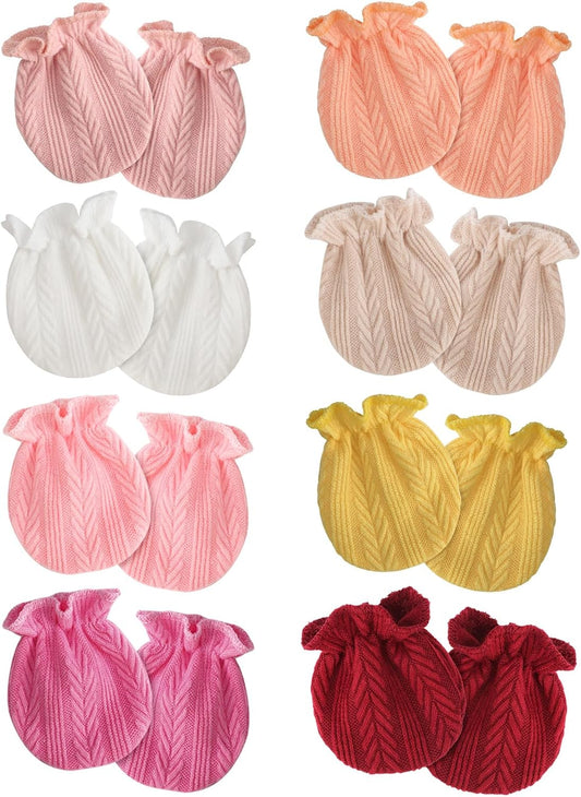 Newborn Baby Mittens No Scratch Cotton Elastic Wrist Gloves Infant Toddler Mittens for Baby Boy Girl 0-6 Months