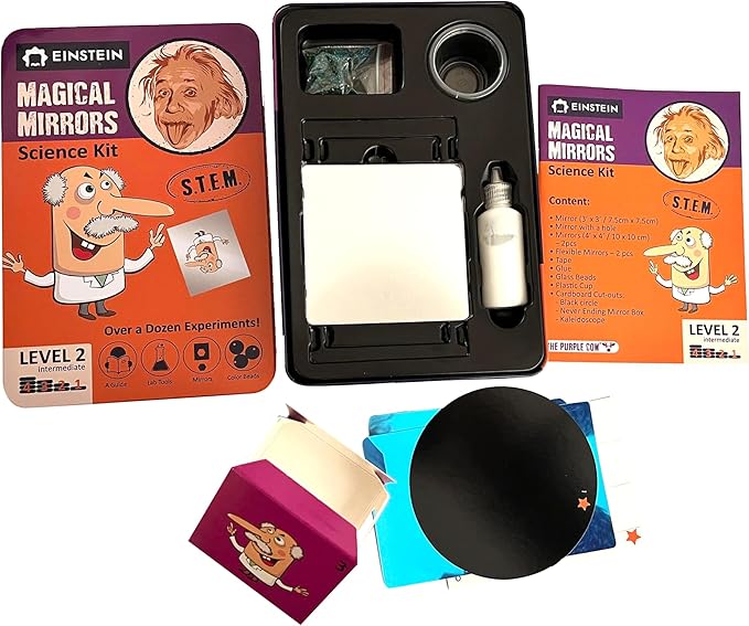 Einstein’s Magical Mirrors LAB Science Kit for Kids. STEM for Boys & Girls Aged 6 and Above. Over a Dozen of Exciting Experiments Inside. Detailed Picture Guide Included. Award Winning Science kit!