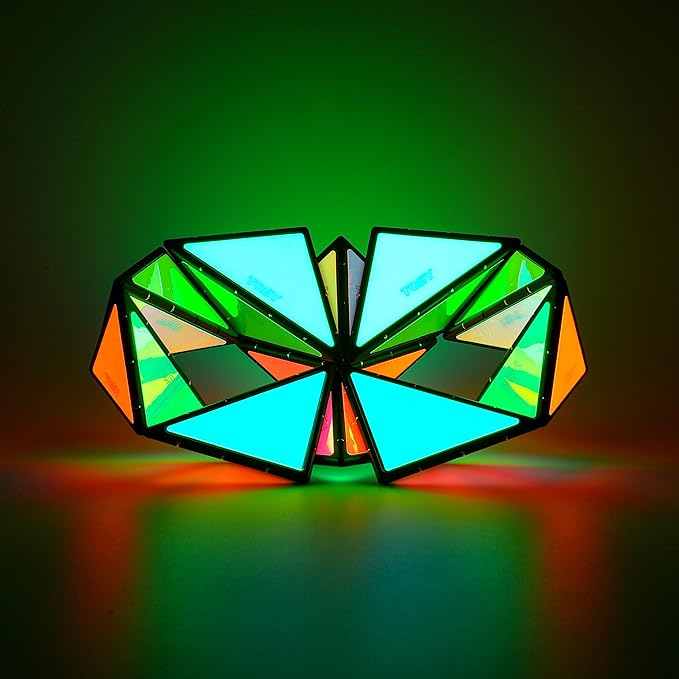 TOSY Magnet Pyramid Glow - 1 Cube Transforms into 1 Billion Shapes, 12 Pieces, 243 Rare Earth Magnets, Glowing, Holographic Design Magnet Tiles Creative Puzzle STEM/STEAM Toy, 2-Pack