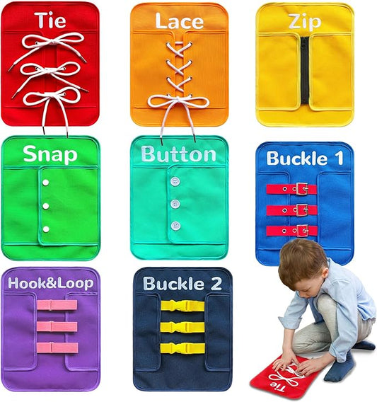 Montessori Fine Motor Toys for Toddlers, Basic Life Skills Early Learning Sensory Toys for 2 3 4 5 Year Old Xmas Gifts, Learn to Dress Preschool Homeschool Kindergarten Must Haves