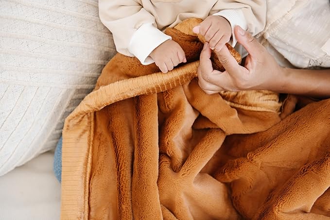 SARANONI Luxury Receiving Blankets for Babies | Ultra-Soft Lush and Boutique Quality Baby Blanket | Camel - 40” x 30”