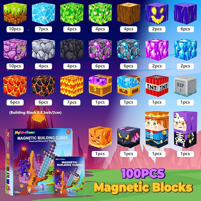 Magnetic Blocks Building Toys for 3 4 5 6 7 8 9 10 11 12 13 Year Old Boys Girls, Kids Magnetic Cubes Tiles Montessori Sensory Travel Magnet Toys Games Christmas Birthday Party Toddler Gifts