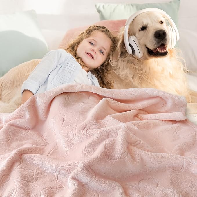 BORITAR Baby Blanket for Girls Ultra Soft Cozy Fleece Baby Blankets, Warm and Lightweight Toddler Blanket with Elegant Floral Printed for Bed Stroller Crib Travel, 30x40 Inch, Pink