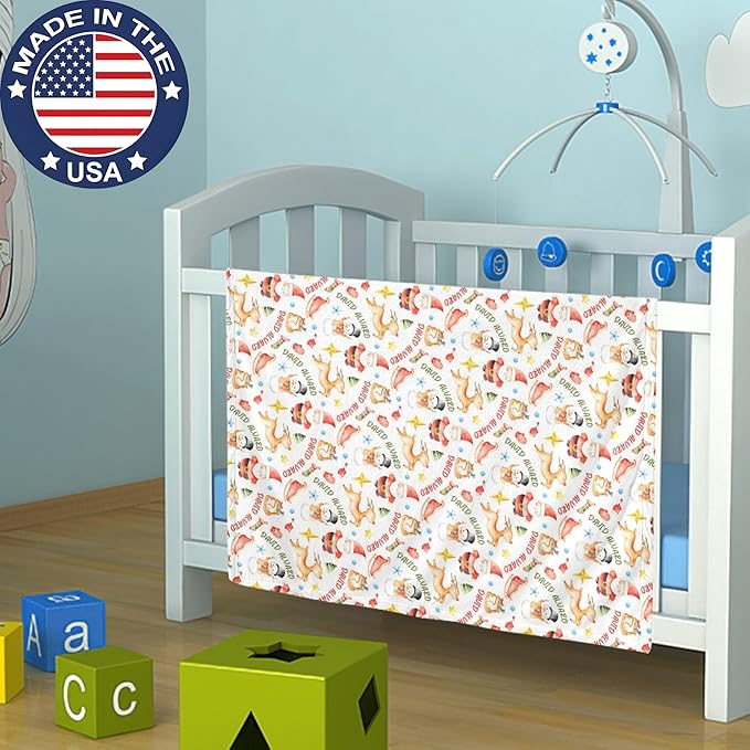 Ship Next Day - Custom Christmas Baby Blanket with Name | Multiple Styles Optional, Personalized Flannel Toddler Blanket, Christmas Swaddle for Boys & Girls, Xmas Decor Throw