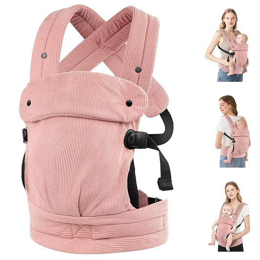 Baby Carrier Newborn to Toddler- Ergonomic,Cozy and Lightweight Infant Carrier for 7-40lbs,3 Carry Positions Newborn Carrier,Pink